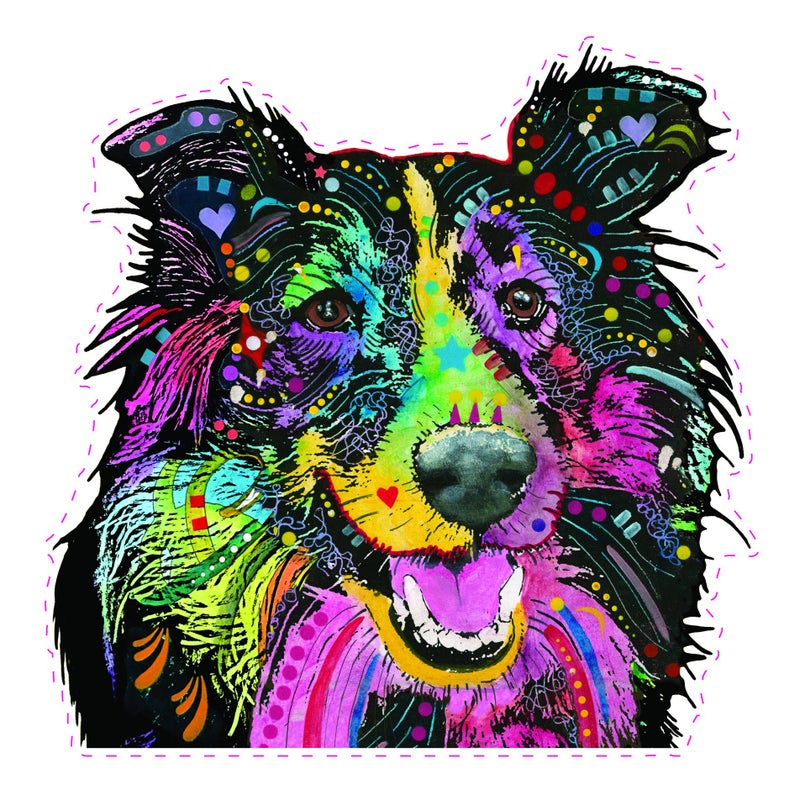 Enjoy It Dean Russo Sheltie Car Stickers, Shetland Sheepdog Decals Featuring The Artwork of Dean Russo, Outdoor Rated Vinyl Sticker Decals for Windows, Bumpers, Laptops or Crafts - 2 Pieces - Image 1